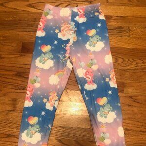 NWT Shein Care Bears Blue Rainbow Clouds Fleece Lined Warm Leggings XS